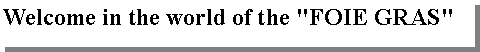 Zone de Texte: Welcome in the world of the "FOIE GRAS"